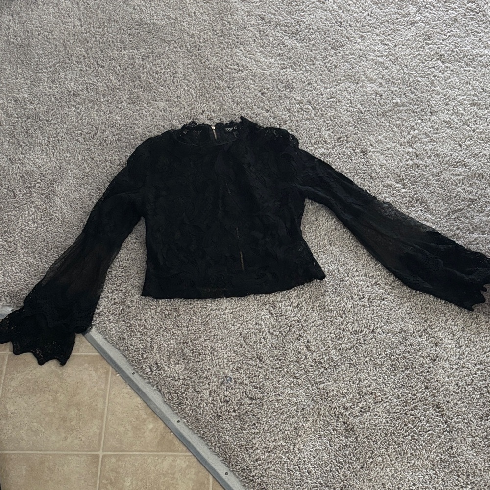 Chic Black Lace Women's Blouse